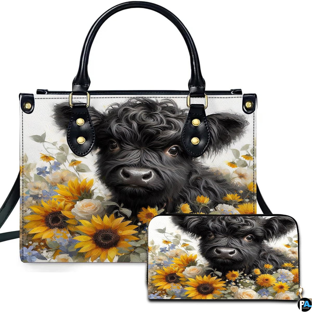 Highland Cow Leather Handbag Custom Cow Purse for Women Country Farm PU Leather Tote Gifts for Farmers Girls Mom Gift