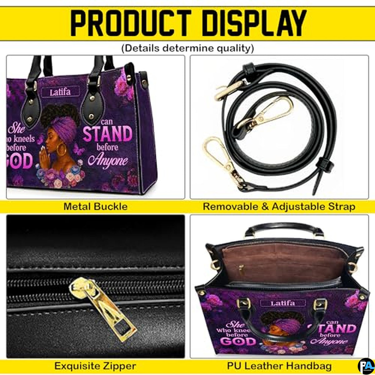 Personalized Leather Handbag for Black Women, Custom African Purse Bag Set, Birthday Meaningful Gifts for Mom, Friend