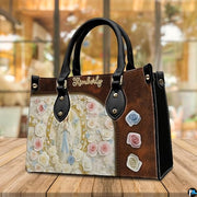 Custom Catholic Virgin Mary Leather Bag, Personalized Name Handbags and Purses for Christian Women Religious Bag Gifts