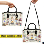 Personalized Book Lover Leather Bag, Just A Girl Who Loves Book Handbag With Name, Books Purse, Gifts For Readers, Writer