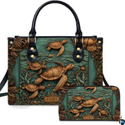 Personalized Animal Leather Handbag – Custom Name Flowers with 2D Print with 3D Effect – Gift for Gramma, Mom, Daughter