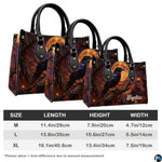 Personalized Halloween Gothic Leather Handbag Custom Raven Black Cat Purse Dark Fantasy Shoulder Bag Gift for Women