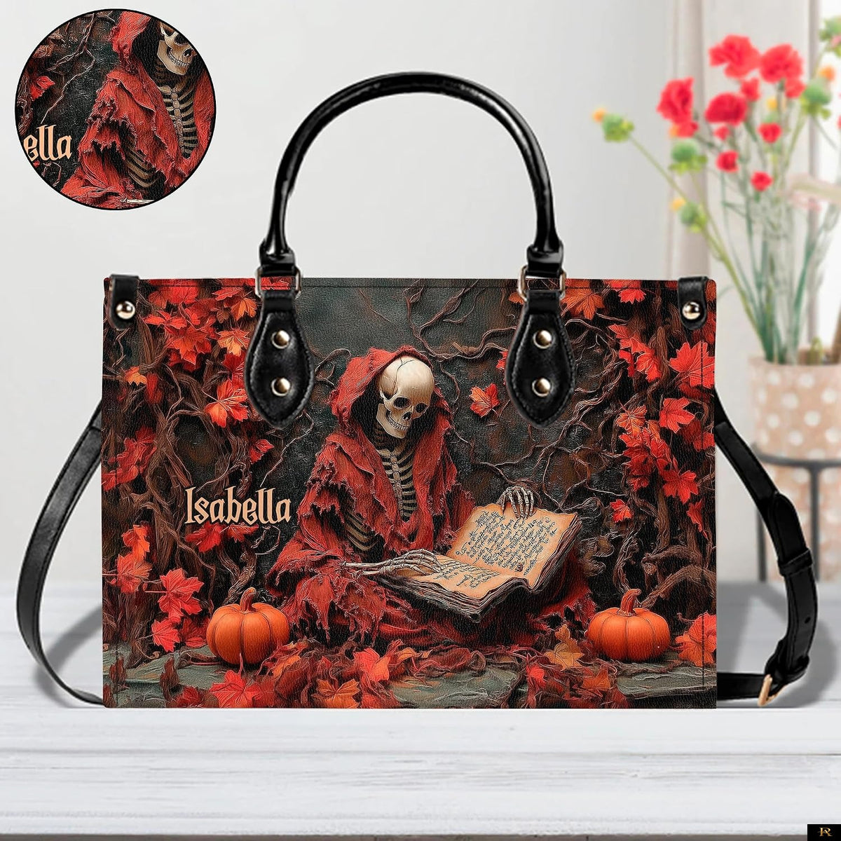 PREAUREUM "{split_values}" Personalized {collection_title} Leather Handbag