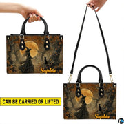Personalized Halloween Leather Handbag – Custom Witch 3D Printing Effect Purses For Women – Spooky Gothic Shoulder Bag