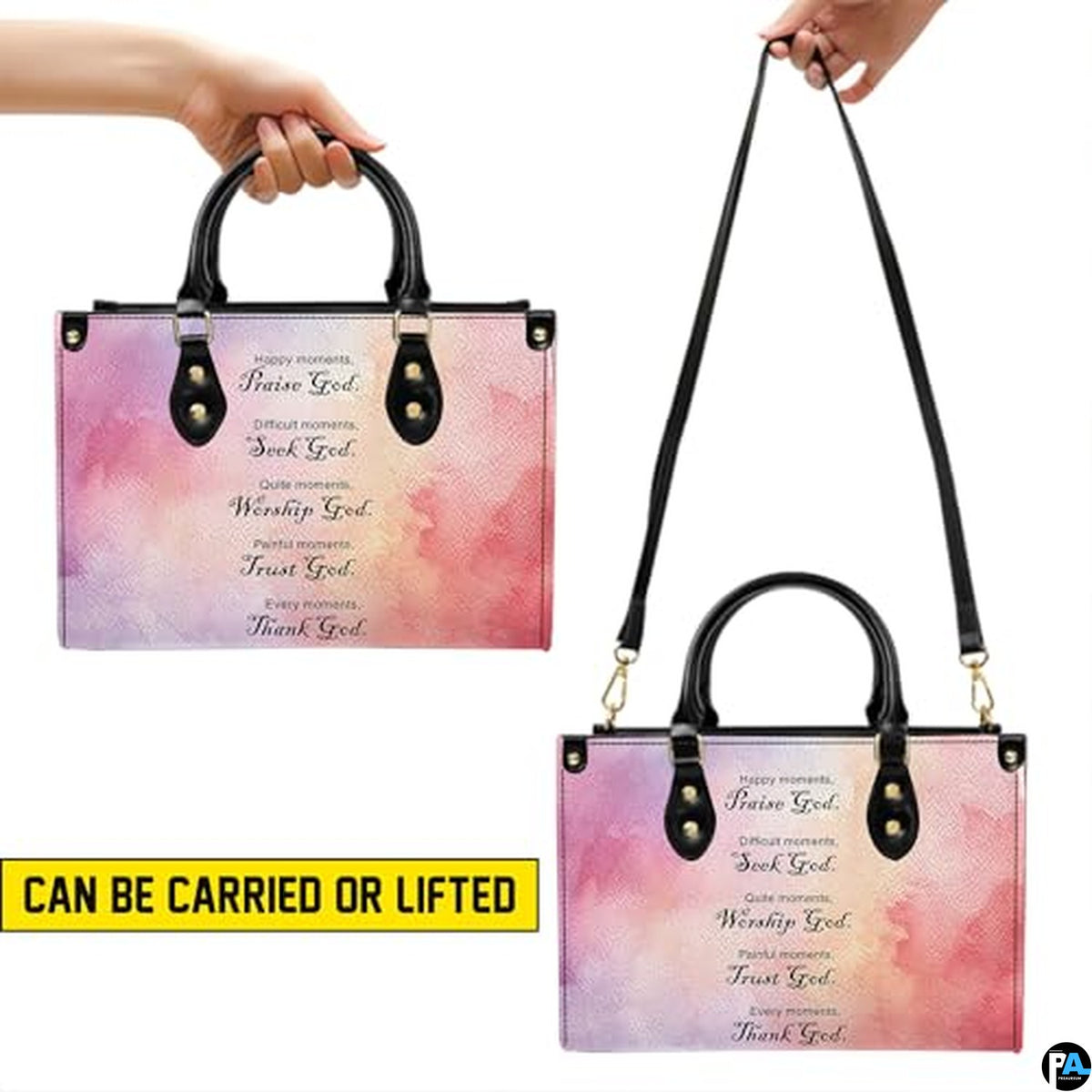 Personalized Watercolor Scripture Handbag for Faith Gift