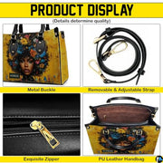 Black Girl Leather Handbag Custom Name Afrocentric Bag for - Design 03