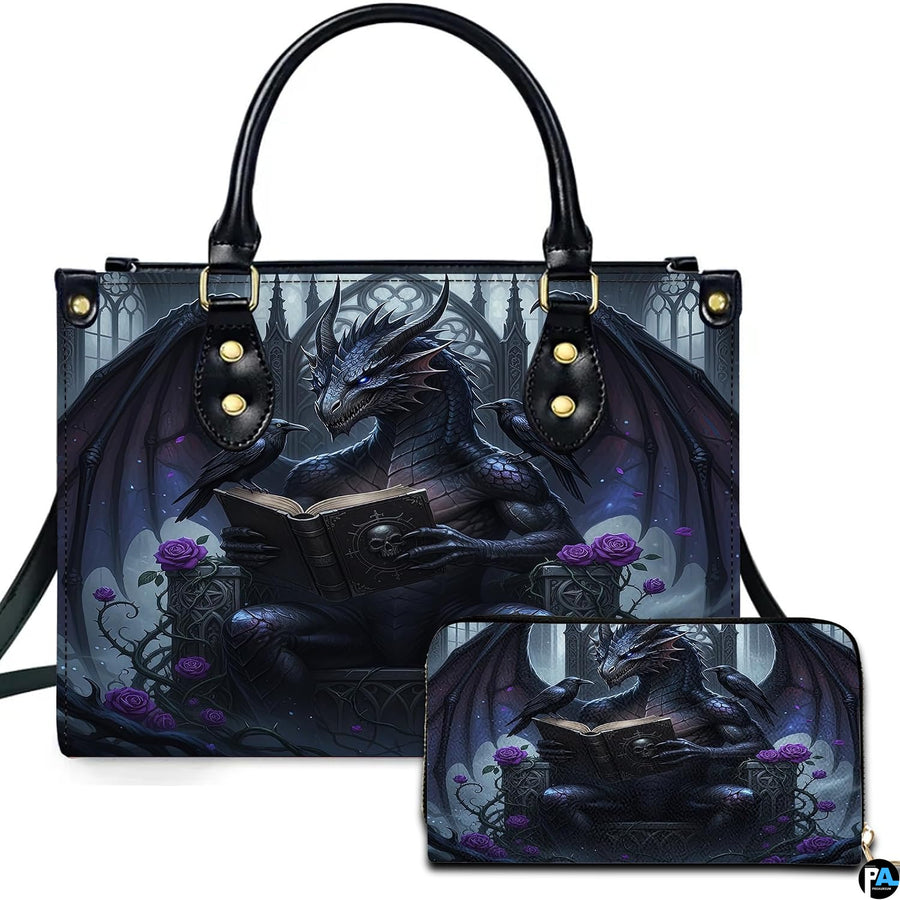 Personalized Dragon Leather Handbag, Fantasy Gothic Purse for Women, Mythical Shoulder Bag Gift for Dragon Lovers
