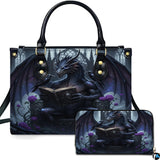Gothic Reading Dragon Handbag with Ravens and Roses