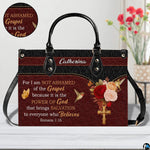 Interior compartment view displaying lining and pocket organization of burgundy rose handbag.
