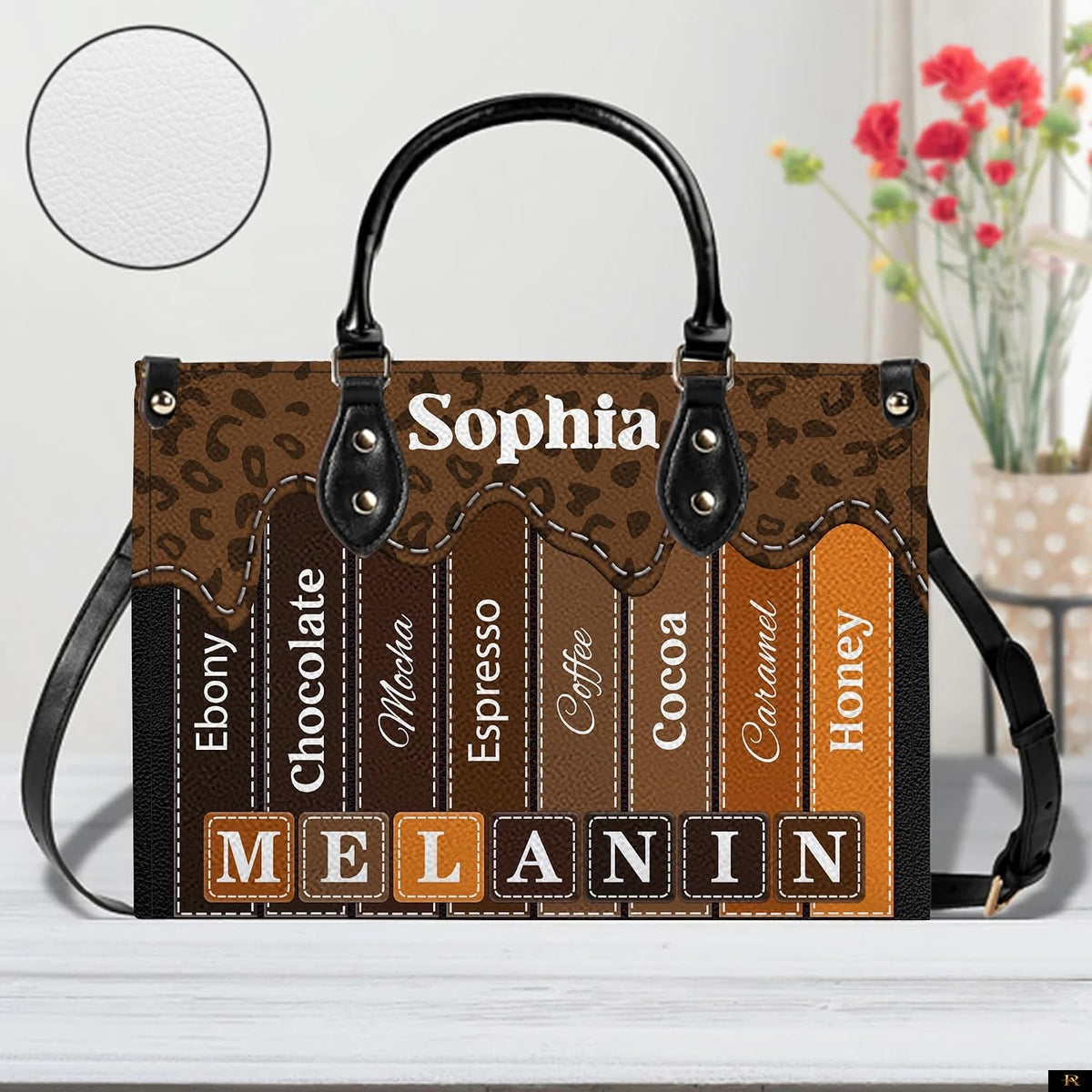 PREAUREUM "{split_values}" Personalized {collection_title} Leather Handbag