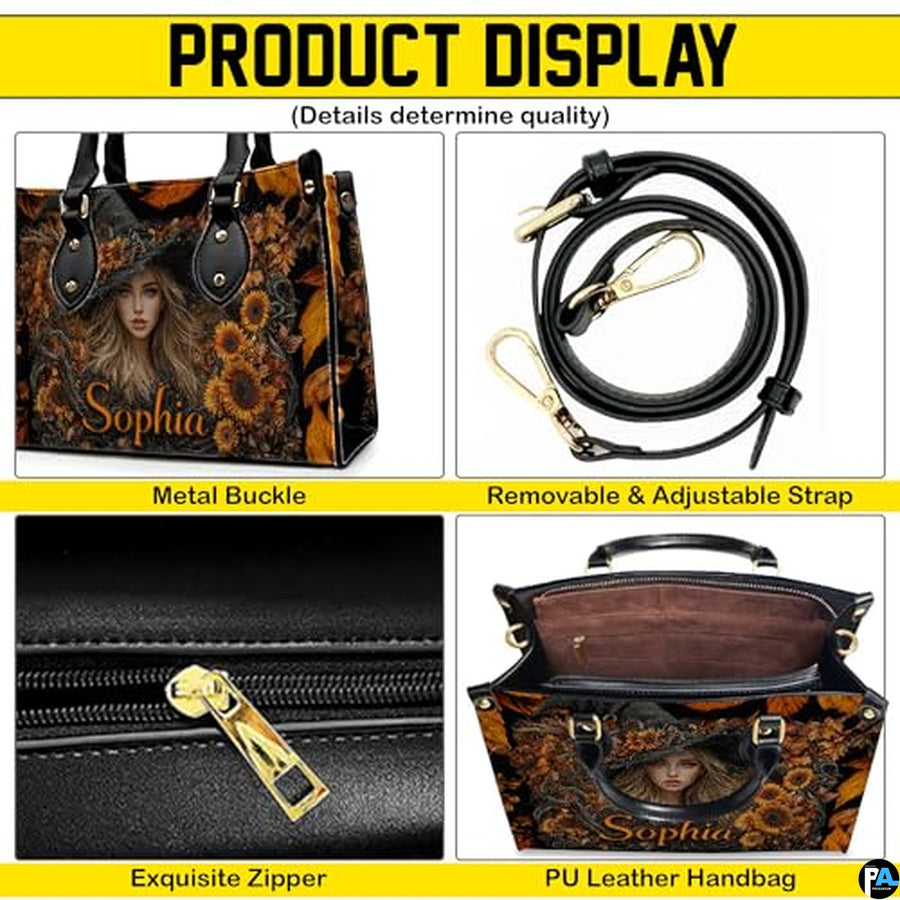 Personalized Halloween Leather Handbag – Custom Witch 3D Printing Effect Purses For Women – Spooky Gothic Shoulder Bag
