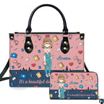 Personalized Nurse Leather Bag – Custom Medical Handbag & Purse Set with Name Gifts for Nursing Student Christmas Gift