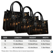 Side perspective highlighting silhouette and exterior profile of gothic mansion art item.