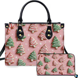 Festive Iced Tree Sugar Cookies Artwork on Pastel Pink