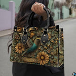 Personalized Animal Leather Handbag – Custom Name Flowers with 2D Print with 3D Effect – Gift for Gramma, Mom, Daughter