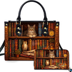 Personalized Book Lover Leather Handbag for Women, 3D Bookstore Library Tote Bag, Literary Gift for Readers, Bookworms