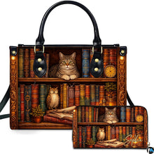 Personalized Book Lover Leather Handbag for Women, 3D Bookstore Library Tote Bag, Literary Gift for Readers, Bookworms