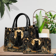 Black Cat Leather Bag – Vintage Cat Art Handbag, Stylish Animal-Themed Purse, Unique Gift for Cat Lovers