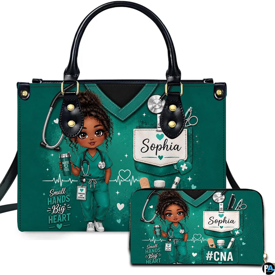 Teal nurse scrub art depicting an illustrated medical uniform and clinical stethoscope on companion items.