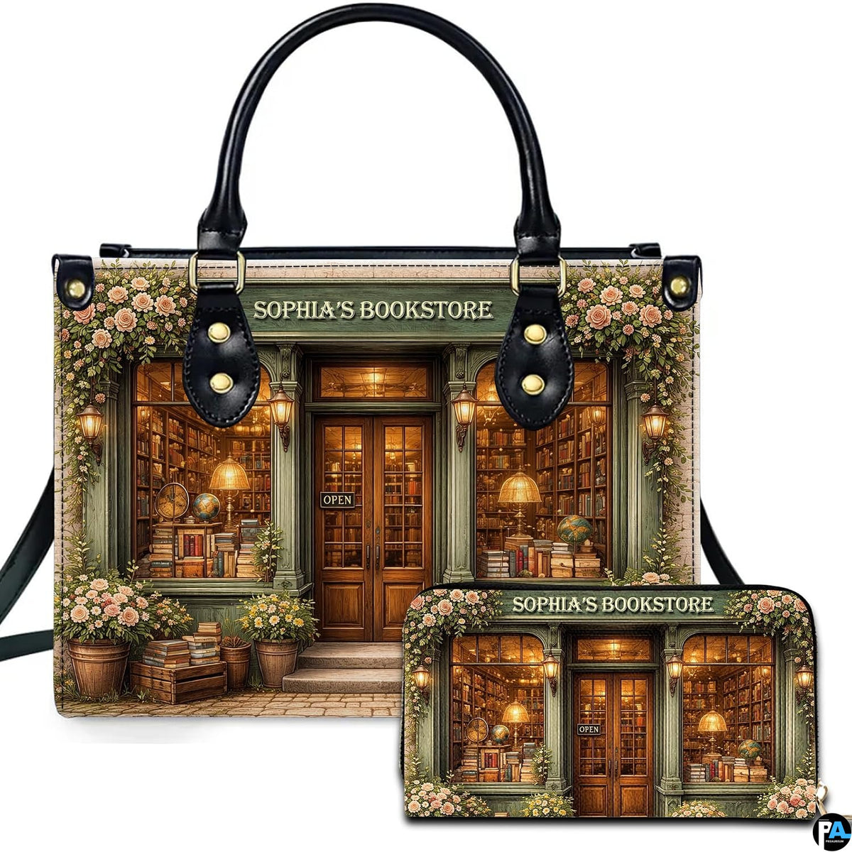 Personalized Book Lover Leather Handbag for Women, 3D Bookstore Library Tote Bag, Literary Gift for Readers, Bookworms