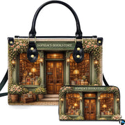 Personalized Book Lover Leather Handbag for Women, 3D Bookstore Library Tote Bag, Literary Gift for Readers, Bookworms
