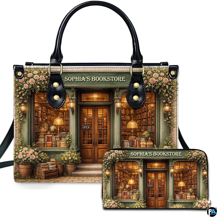 Personalized Book Lover Leather Handbag for Women, 3D Bookstore Library Tote Bag, Literary Gift for Readers, Bookworms