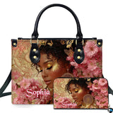 Golden Glow Afro Portrait Handbag and Matching Wallet Set