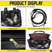 Personalized Butterfly Leather Handbag – Gothic Moon Bag with Adjustable Strap and Matching Witchcore Purse for Women