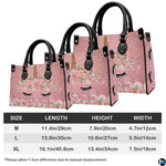 Back view of unicorn handbag showing continuous sparkling pink glitter pattern.