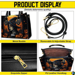 Four-panel showcase illustrating design details, hardware, and interior layout.