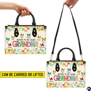 Mothers Day Gift Leather Bag- Personalized Grandmas Purse With Grandkids Names, Grandma Handbag Birthday Gifts For Mom Women