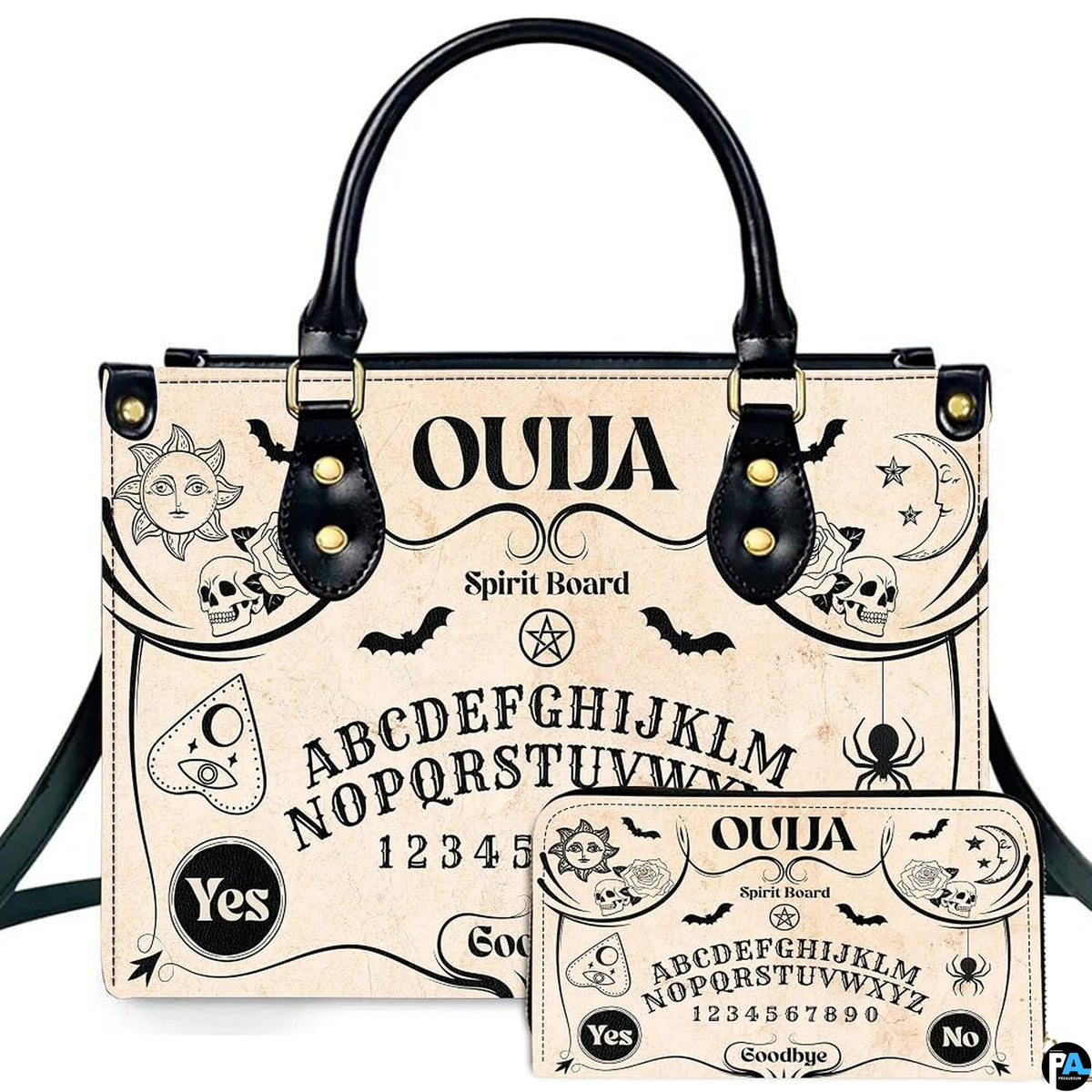 Personalized Board Black Cream Top-Handle Bag for Halloween Accessory