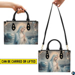 Handbag carrying style infographic showing top handle and shoulder strap usage.