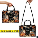 Personalized Halloween Leather Handbag – Custom Witch 3D Printing Effect Purses For Women – Spooky Gothic Shoulder Bag