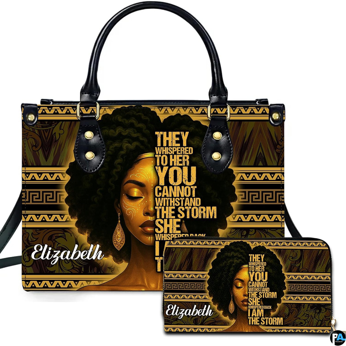 Personalized African American Leather Bag, African Purse, Gifts for Black Girl Women, Black History Handbags