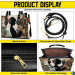Product diagram highlighting handle buckles, removable shoulder strap, zipper pull, and lining.