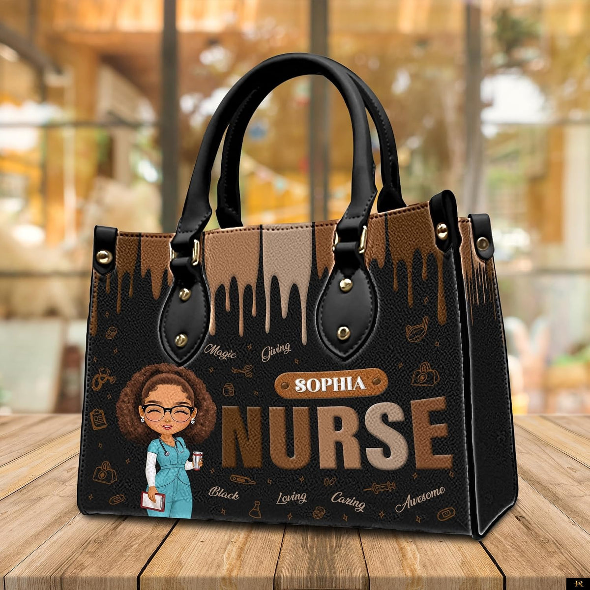 PREAUREUM "{split_values}" Personalized {collection_title} Leather Handbag