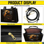 Four-panel showcase illustrating design details, hardware, and interior layout.