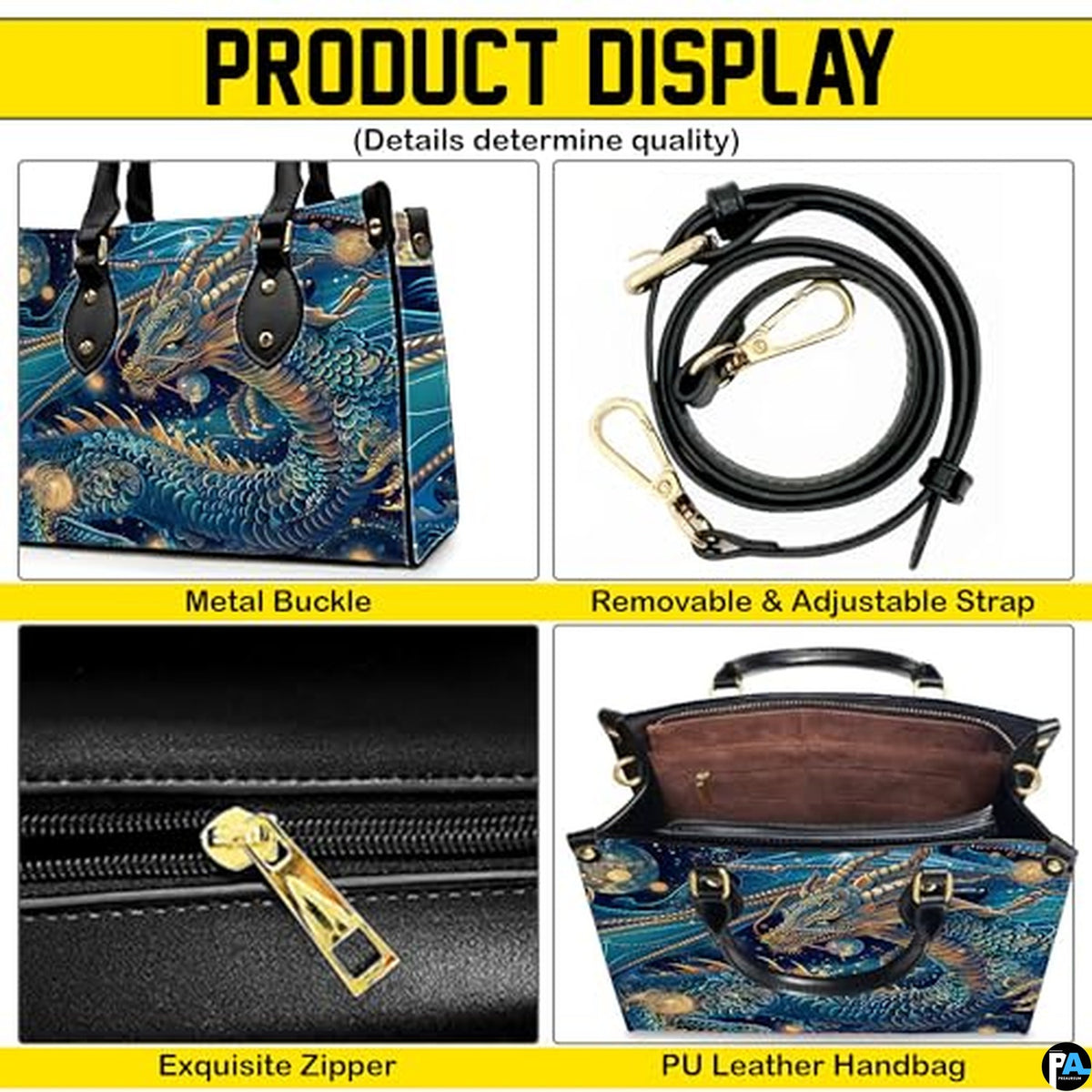 Personalized Dragon Leather Handbag, Fantasy Gothic Purse for Women, Mythical Shoulder Bag Gift for Dragon Lovers