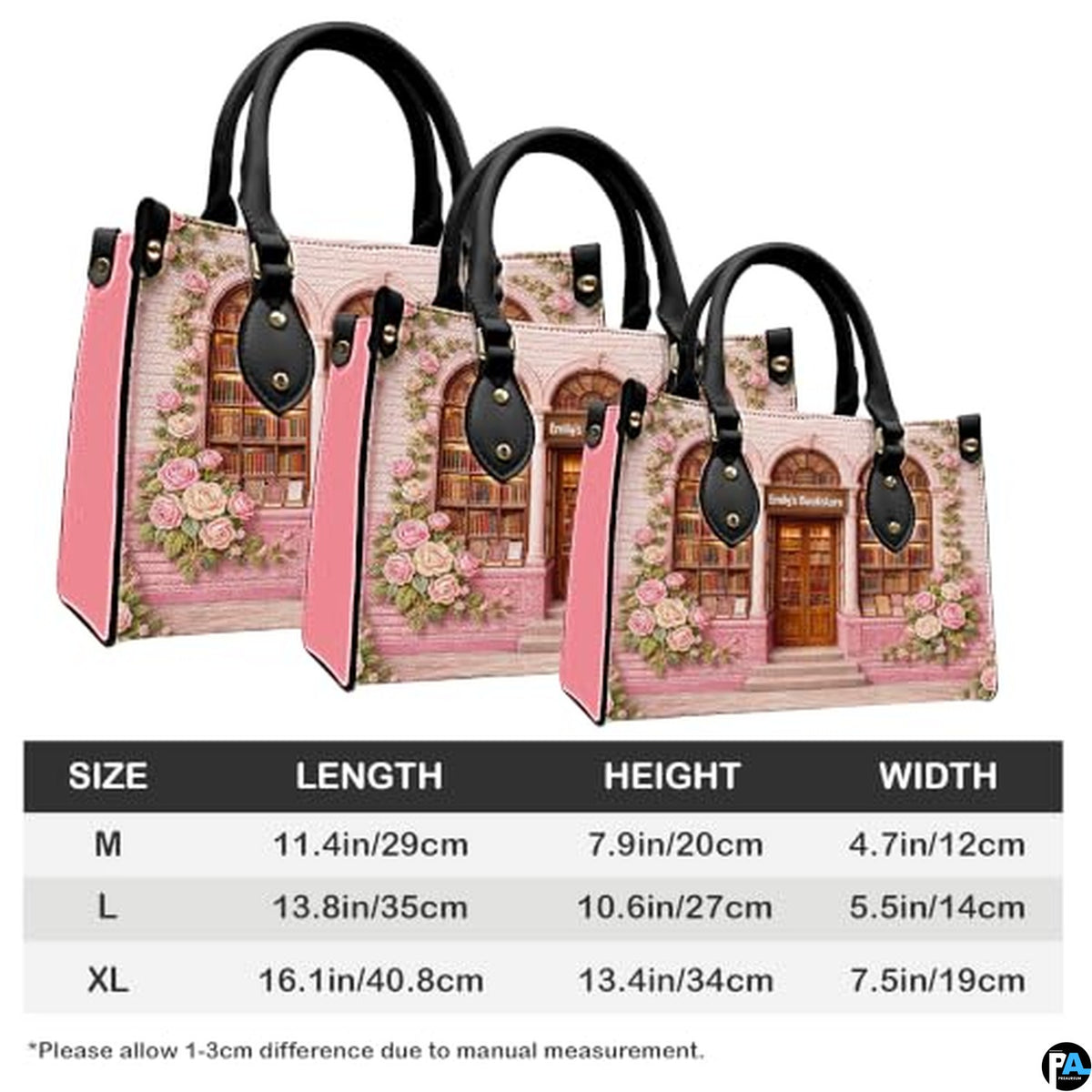 Personalized Book Lover Leather Handbag for Women, 3D Bookstore Library Tote Bag, Literary Gift for Readers, Bookworms