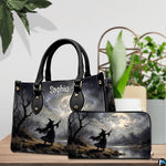 Frontal presentation highlighting the witch casting spell art design on the primary accessory silhouette.