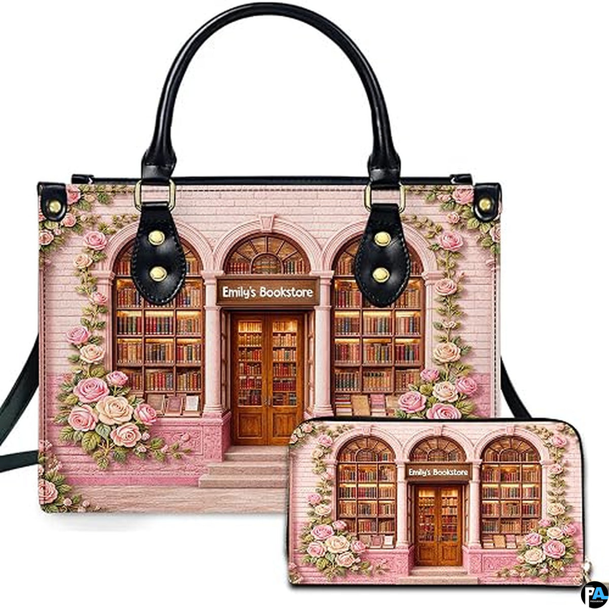 Personalized Book Lover Leather Handbag for Women, 3D Bookstore Library Tote Bag, Literary Gift for Readers, Bookworms