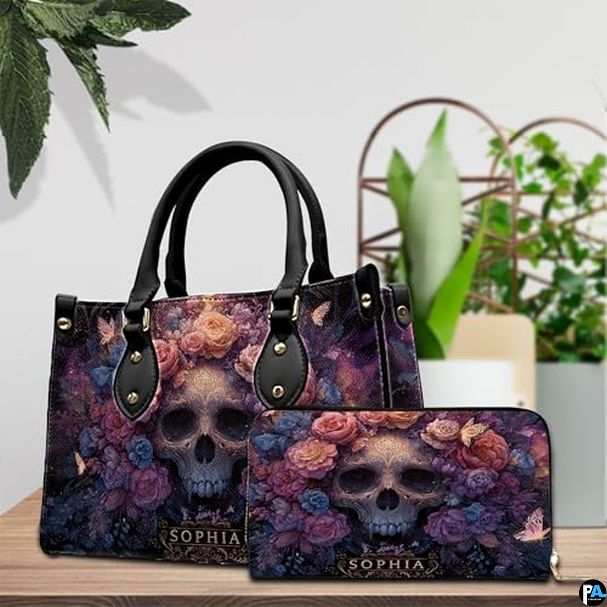 Personalized Halloween Leather Handbag – Custom Witch 3D Printing Effect Purses For Women – Spooky Gothic Shoulder Bag