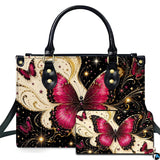 Celestial Magenta Butterfly Gold Starburst Cosmic Swirl Design