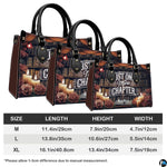 Sizing guide graphic displaying measurement proportions for three handbag options.