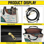 Feature infocard displaying metal buckle, zipper closure, and interior compartment.