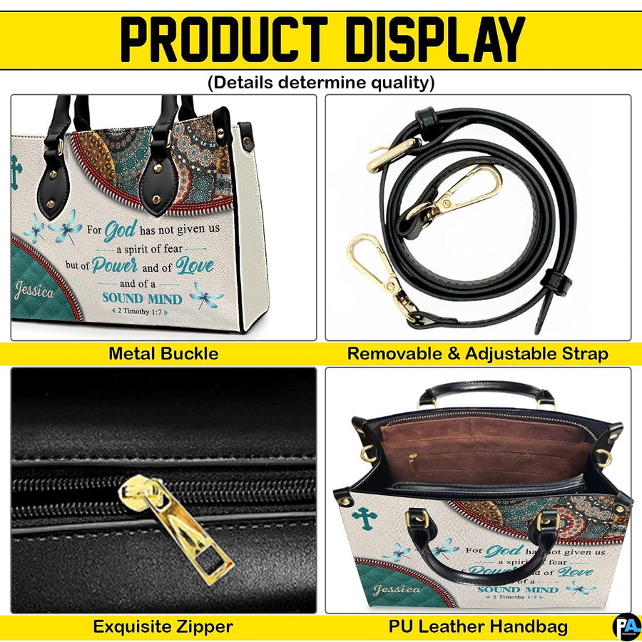 Feature infocard displaying metal buckle, zipper closure, and interior compartment.