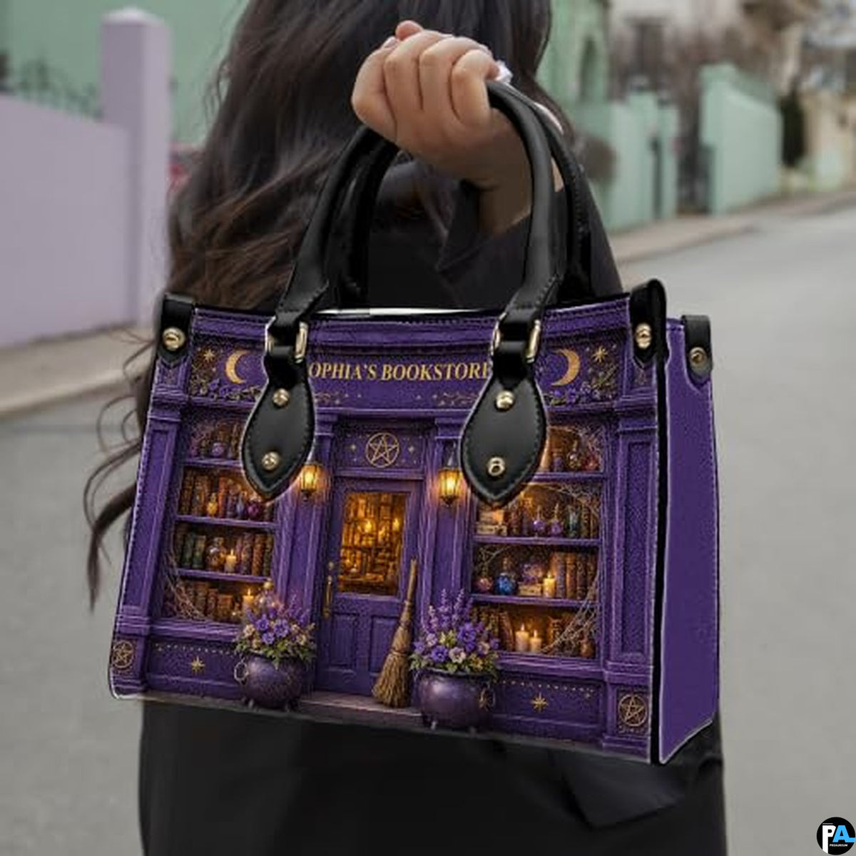 Personalized Book Lover Leather Handbag for Women, 3D Bookstore Library Tote Bag, Literary Gift for Readers, Bookworms