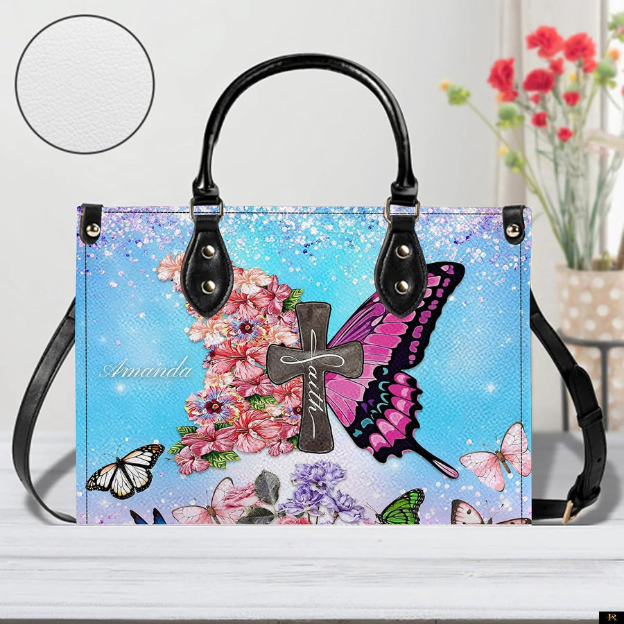 PREAUREUM "{split_values}" Personalized {collection_title} Leather Handbag