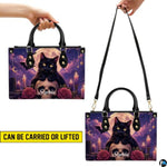 Black Cat Leather Bag – Vintage Cat Art Handbag, Stylish Animal-Themed Purse, Unique Gift for Cat Lovers